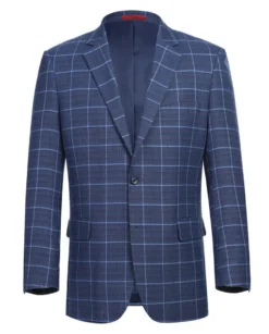 Classic Regular Fit Blazer Windowpane Pattern in Blue