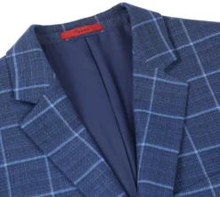 Classic Regular Fit Blazer Windowpane Pattern in Blue