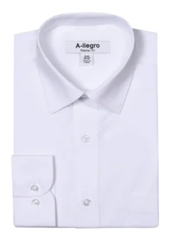 Classic Regular Fit Cotton Convertible Cuff Dress Shirt In White