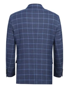 Classic Regular Fit Blazer Windowpane Pattern in Blue