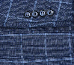Classic Regular Fit Blazer Windowpane Pattern in Blue