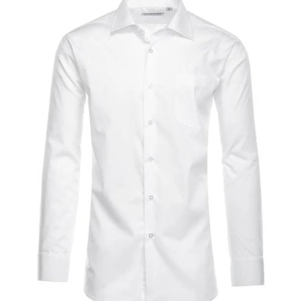 Cotton Blend Dress Shirt Regular Fit In White