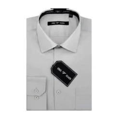 Cotton Blend Dress Shirt Regular Fit In Gray