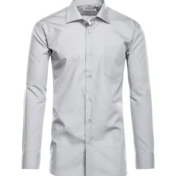 Cotton Blend Dress Shirt Regular Fit In Gray