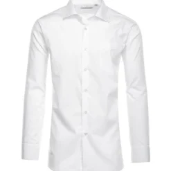 Cotton Blend Dress Shirt Regular Fit In White