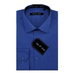 Cotton Blend Dress Shirt Regular Fit In Royal Blue