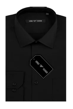 Cotton Blend Dress Shirt Regular Fit In Black