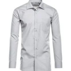 Cotton Blend Dress Shirt Regular Fit In Gray