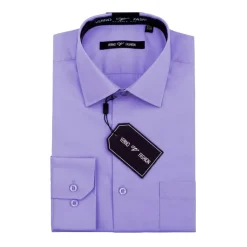 Cotton Blend Dress Shirt Regular Fit In Lavender