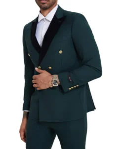 Dark Green 2 Piece Slim Fit Double Breasted Tuxedo
