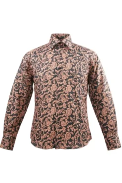 Dress Shirt Regular Fit Paisley Pattern In Tan