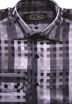 Dress Shirt Regular Fit Designer Check Pattern In Black