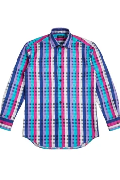 Dress Shirt Regular Fit Designer Check Pattern In Blue