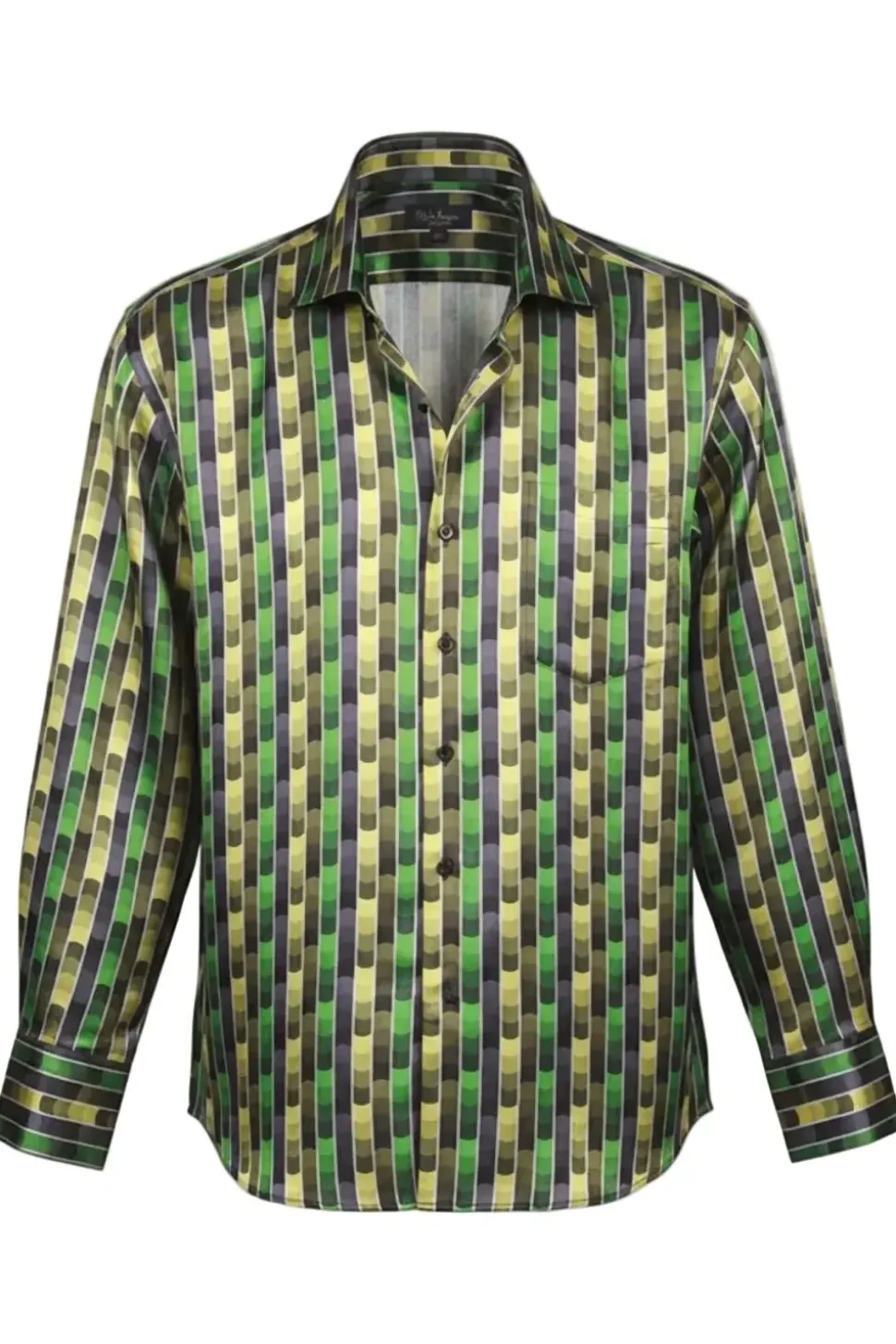 Dress Shirt Regular Fit Fancy Stripe Pattern In Green