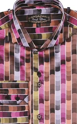 Dress Shirt Regular Fit Fancy Stripe Pattern in Fuchsia