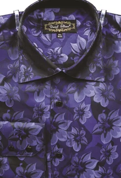 Dress Shirt Regular Fit Floral Design In Navy