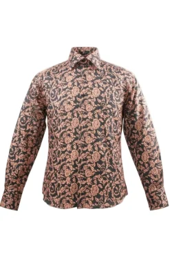 Dress Shirt Regular Fit Paisley Pattern In Tan
