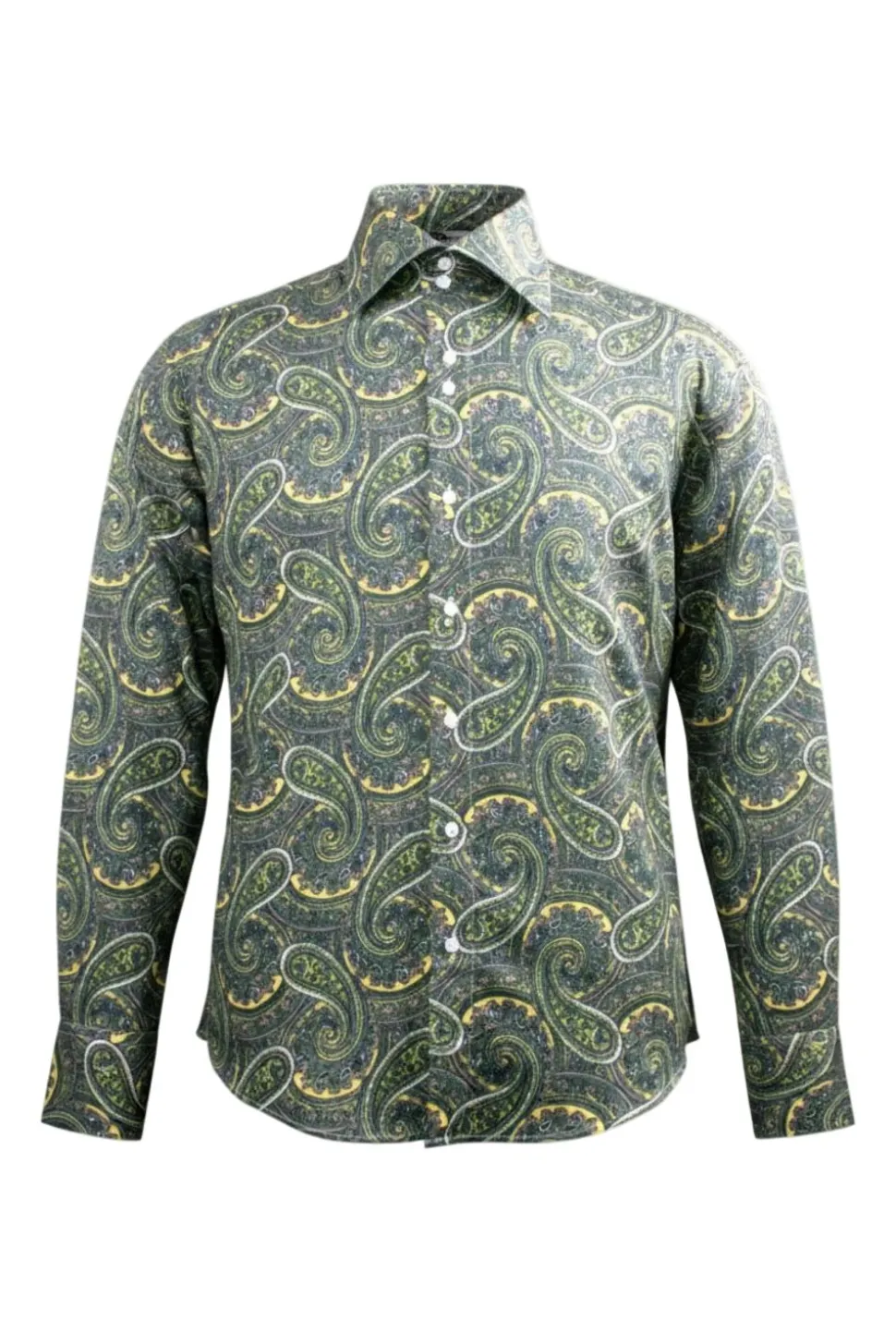 Dress Shirt Regular Fit Paisley Pattern In Mustard