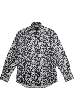 Dress Shirt Regular Fit Paisley Pattern In Black/White