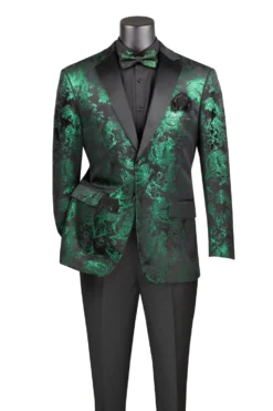 Emerald Modern Fit Velvet Jacket Metallic Design