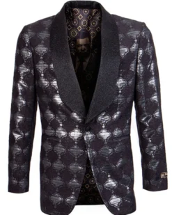 Empire Collection - Black Slim Fit Formal Dinner Show Jacket Shawl Lapel