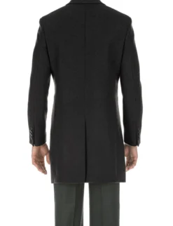 English Laundry Black Fall/Winter Essential Slim Fit Overcoat Wool Blend