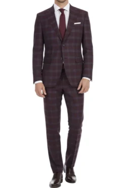 English Laundry Collection - Purple Slim Fit 2-Piece Plaid Single Breasted Suit
