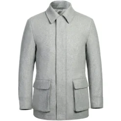 English Laundry Gray Slim Fit Wool Blend Short Coat