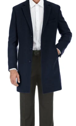 English Laundry Navy Fall/Winter Essential Slim Fit Overcoat Wool Blend