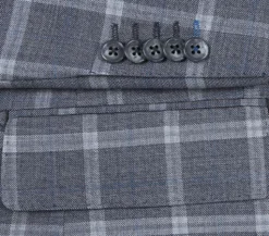 English Laundry 2-Piece Gray Plaid Wool Blend Slim Fit Suit