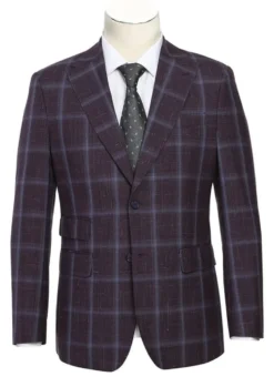 English Laundry 2-Piece Purple Window Pane Check Slim Fit Suit Wool Blend