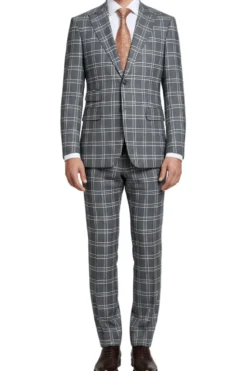 English Laundry Slim Fit Dimgray with White Check Suit