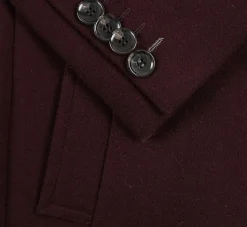 English Laundry Burgundy Fall/Winter Essential Slim Fit Overcoat Wool Blend