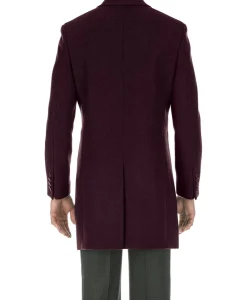 English Laundry Burgundy Fall/Winter Essential Slim Fit Overcoat Wool Blend