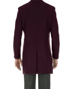 English Laundry Burgundy Fall/Winter Essential Slim Fit Overcoat Wool Blend