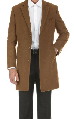 English Laundry Camel Fall/Winter Essential Slim Fit Overcoat Wool Blend