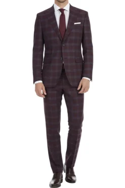 English Laundry Collection - Purple Slim Fit 2-Piece Plaid Single Breasted Suit