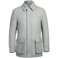 English Laundry Gray Slim Fit Wool Blend Short Coat