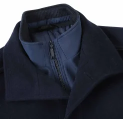 English Laundry Navy Slim Fit Wool Blend Short Coat with Detachable Full Zipper