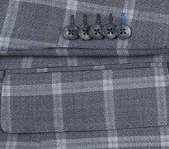 English Laundry 2-Piece Gray Plaid Wool Blend Slim Fit Suit