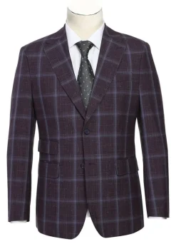 English Laundry 2-Piece Purple Window Pane Check Slim Fit Suit Wool Blend