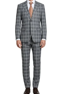 English Laundry Slim Fit Dimgray with White Check Suit