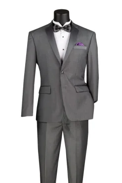 Excalibur Collection - Slim Fit Tuxedo 2 Piece 2 Buttons Design in Gray