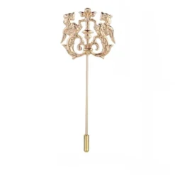 Gold Hollow Double Lion Lapel Pin