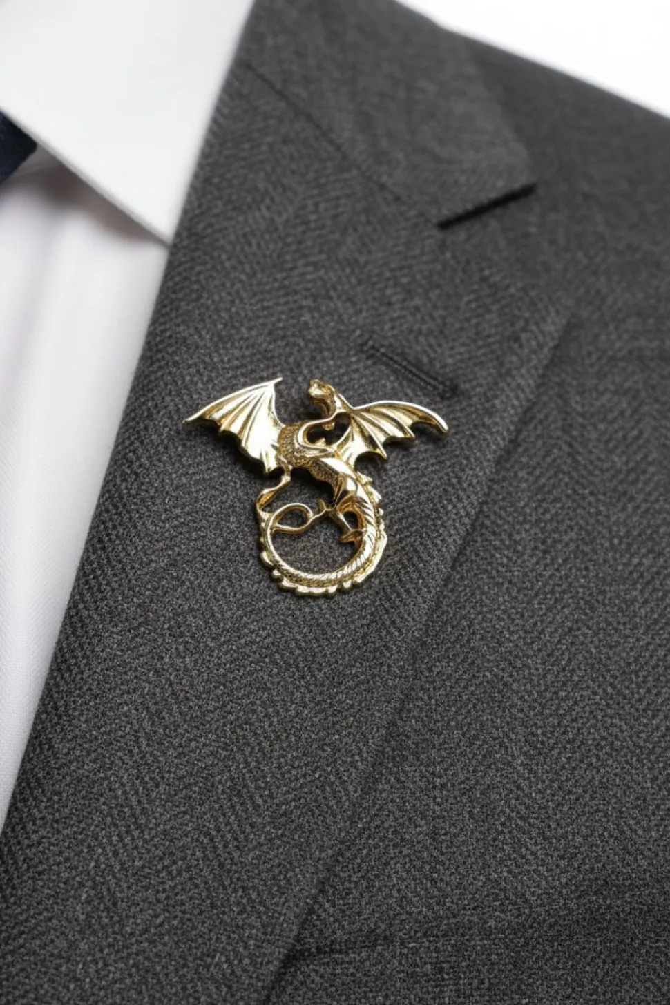 Gold Vintage Dragon Lapel Pin