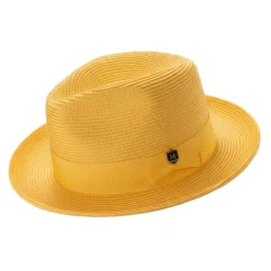 Gold Braided Wide Brim Pinch Fedora Matching Grosgrain Ribbon