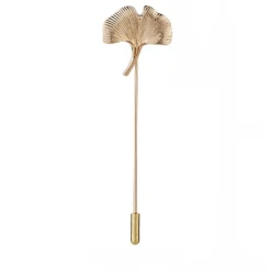 Gold Fan Shaped Leaf Lapel Pin