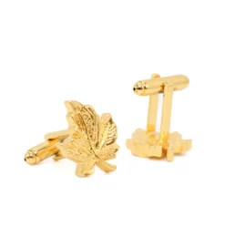 Gold-Plated Maple Leaf Design Cufflinks