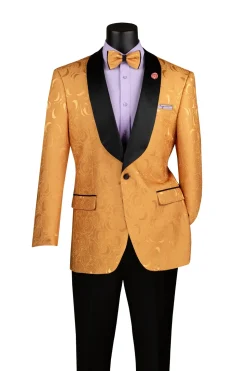 Gold Regular Fit Blazer Shawl Lapel