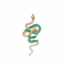 Gold Vintage Green Snake Lapel Pin